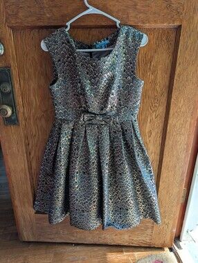 Minuet Metallic Scale-Print Dress - Black & Gold - Medium